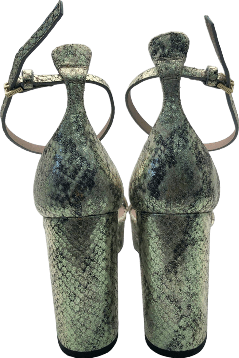 AllSaints Metallic Gold Ziggy Snake Platform Sandals EU 40 UK 7 - Reliked