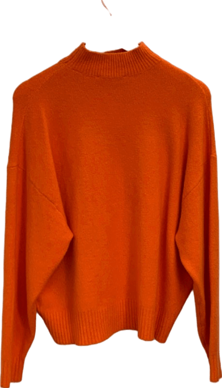 AllSaints Orange High Neck Knit Sweater UK XS - Reliked