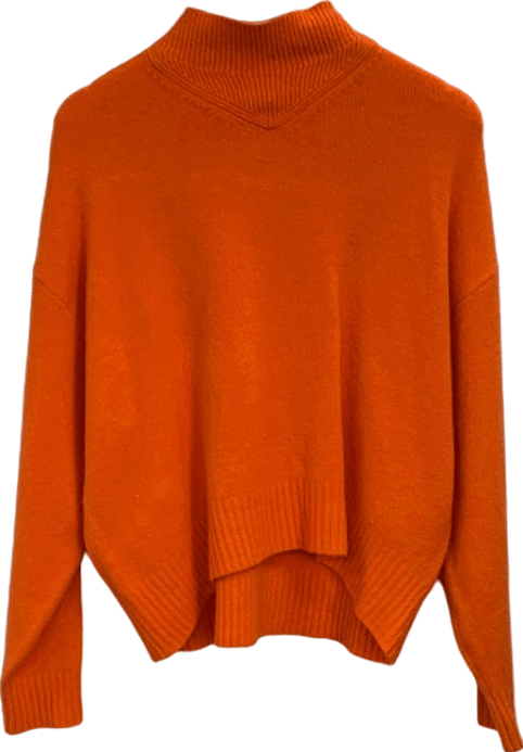 AllSaints Orange High Neck Knit Sweater UK XS - Reliked