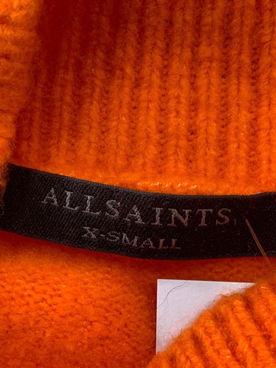 AllSaints Orange High Neck Knit Sweater UK XS - Reliked