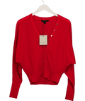 AllSaints Red Honor Merino Wool Cardigan UK S - Reliked