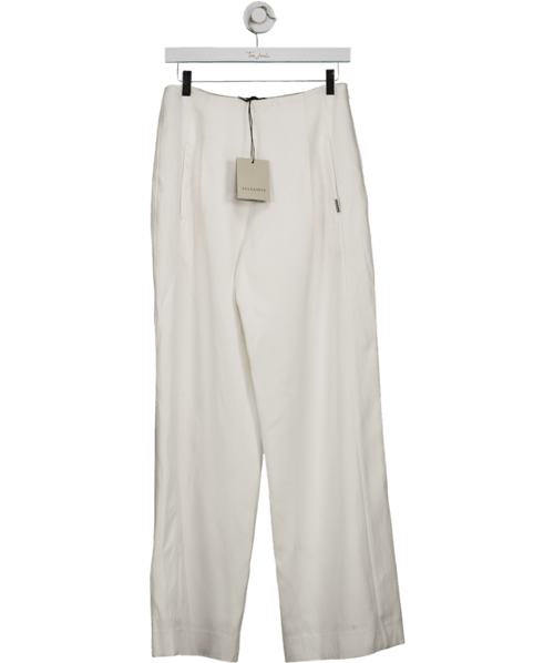 AllSaints White Bonnie Tailored Wide - leg Linen Blend Trousers UK 6 - Reliked