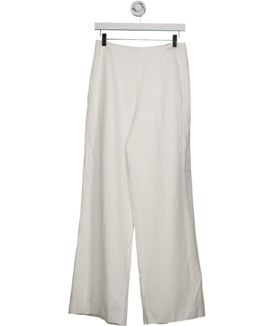 AllSaints White Bonnie Tailored Wide - leg Linen Blend Trousers UK 6 - Reliked