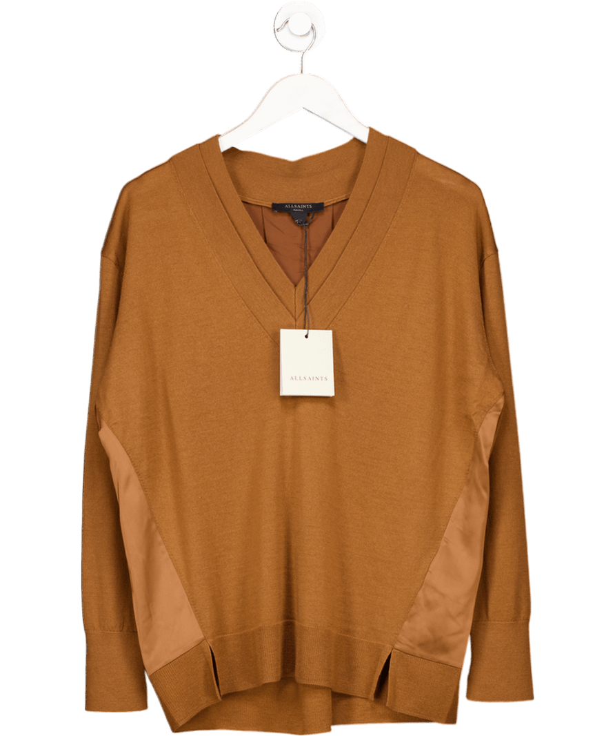 AllSaints Wool Bern Sweater - Caramel Brown UK S - Reliked