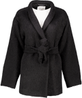 almada label Black Vrigin Wool / Alpaca Brushed Noorie Coat UK XS - Reliked