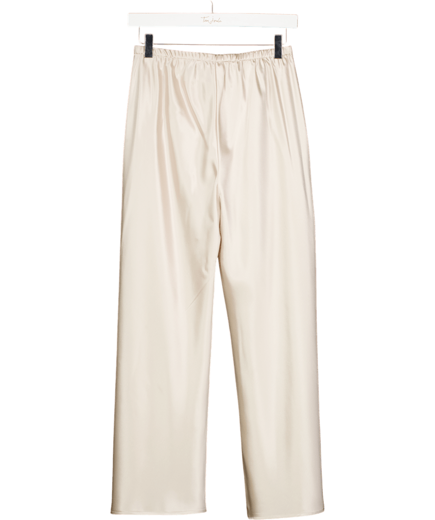 almada label Cream Bias - cut Wide - leg Satin Trousers UK XS - Reliked