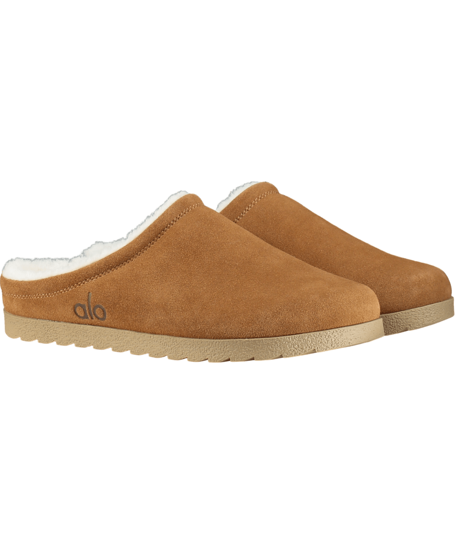 alo yoga Brown Sherpa Lined Recovery Flat Mules UK 7 - Reliked