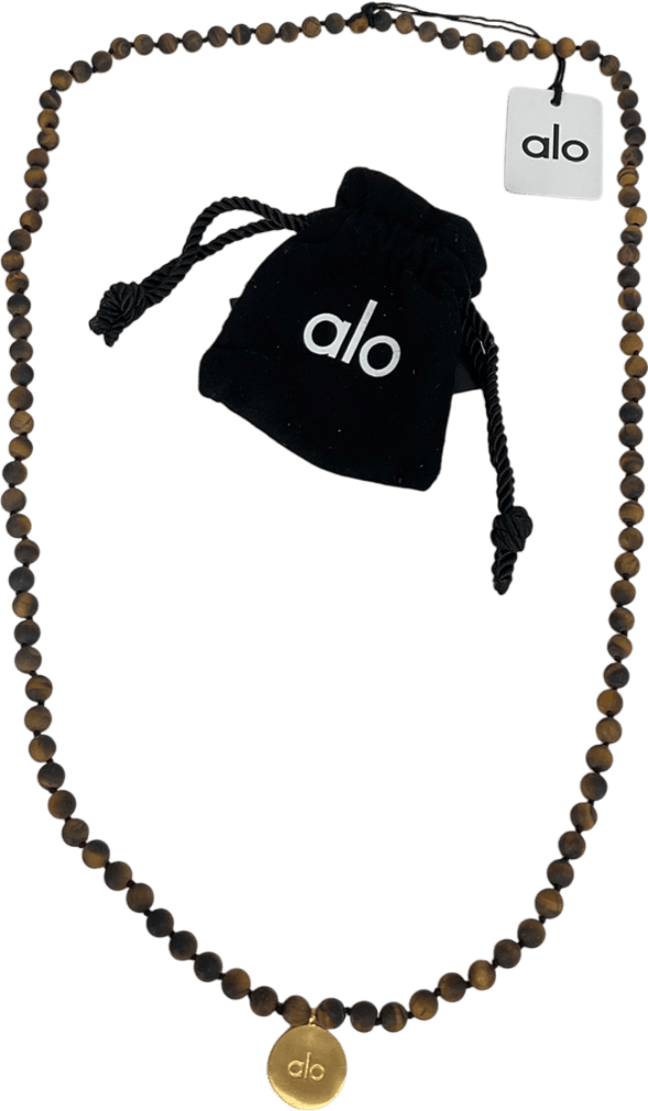 alo yoga Brown Tiger’s Eye Mala Necklace - Reliked