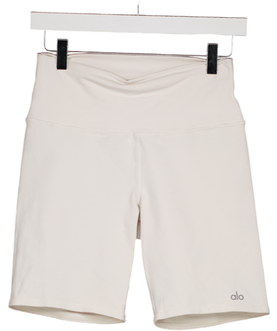 alo yoga White High Waisted Cycle Shorts UK M - Reliked