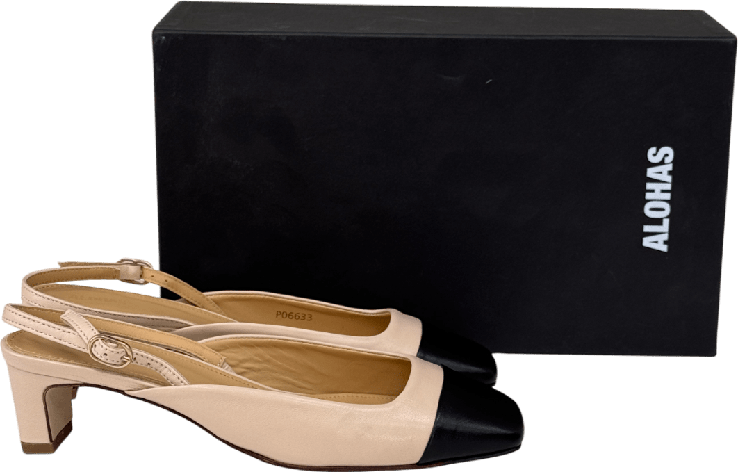 alohas Beige / Black 45mm Lindy Pumps UK 6 EU 39 👠 - Reliked