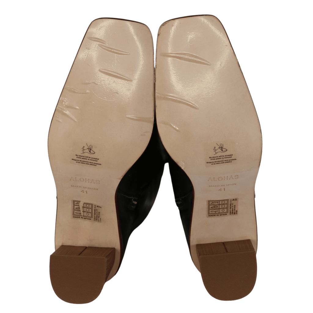 alohas East Black Leather Boots UK 8 EU 41 👠 - Reliked