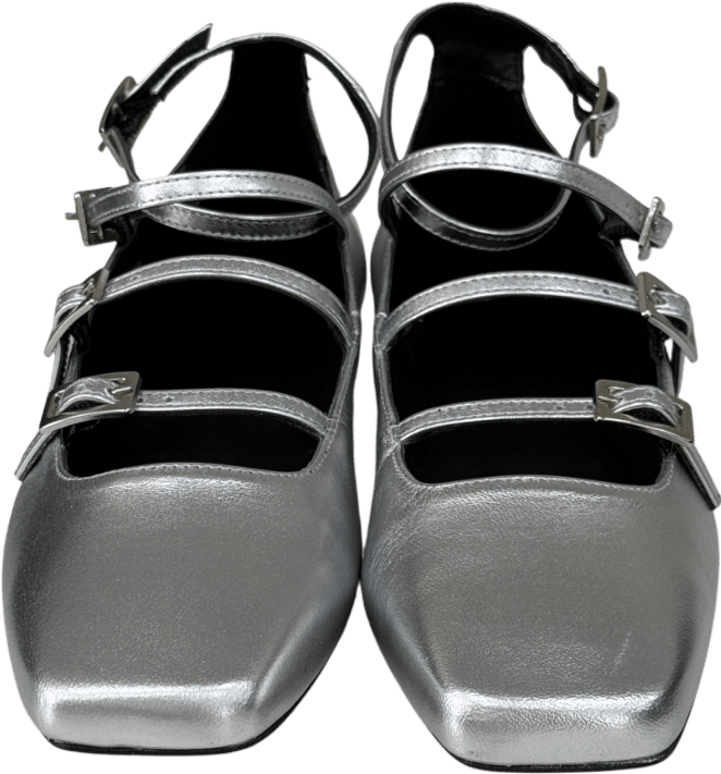 alohas Metallic Strappy Luke Ballet Flats Silver UK 6 EU 39 👠 - Reliked