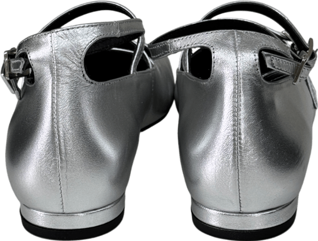alohas Metallic Strappy Luke Ballet Flats Silver UK 6 EU 39 👠 - Reliked