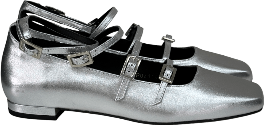 alohas Metallic Strappy Luke Ballet Flats Silver UK 6 EU 39 👠 - Reliked