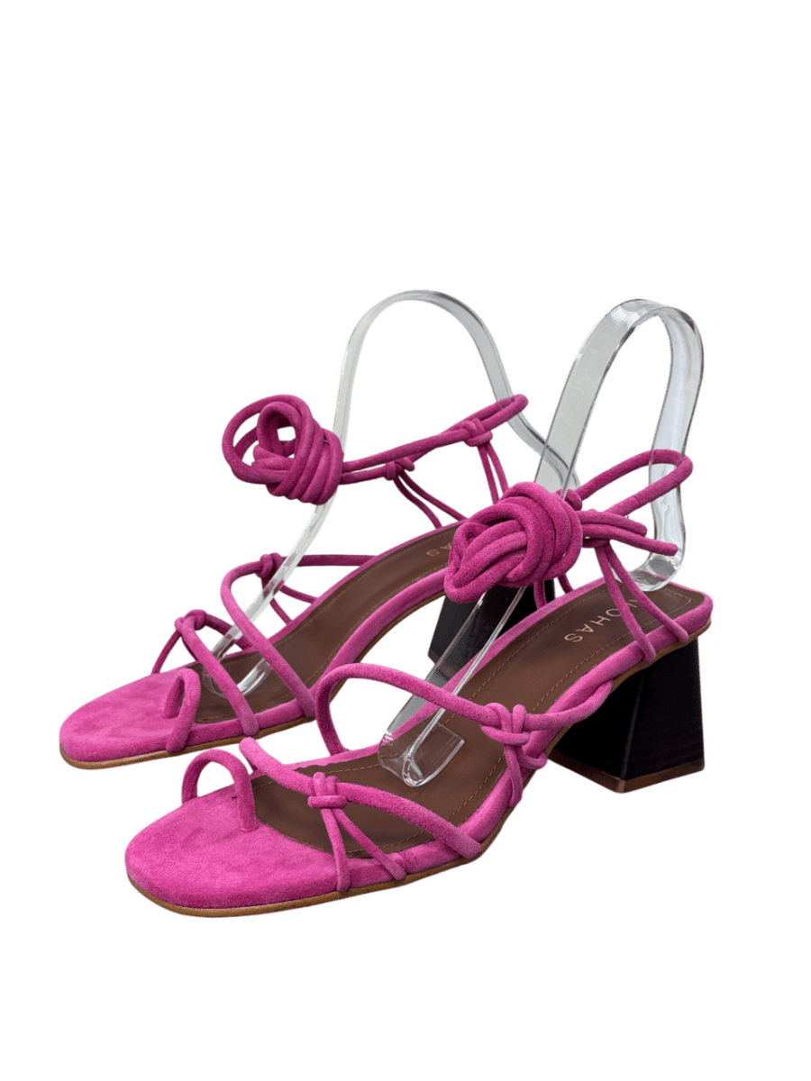alohas Pink Suede Strappy Block Heel Sandal UK 6 EU 39 👠 - Reliked
