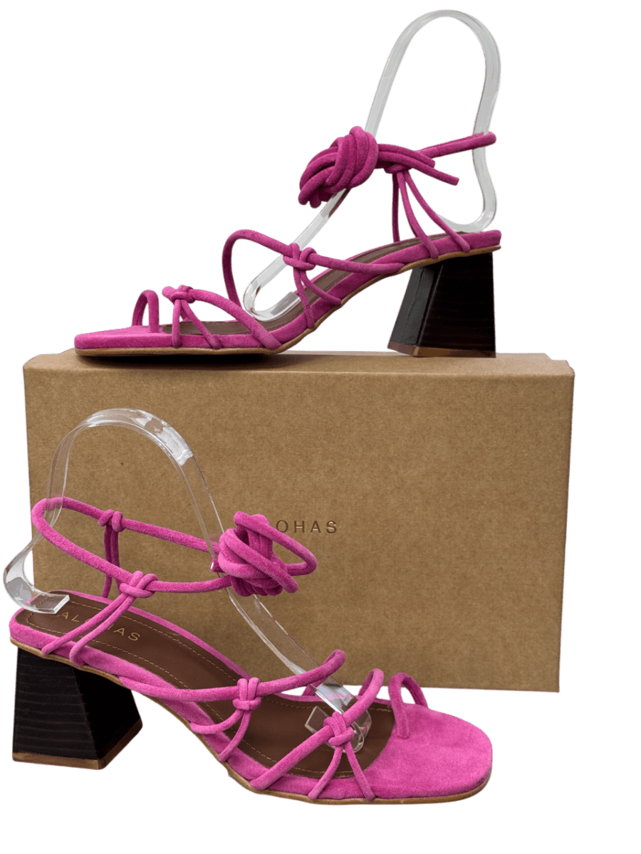alohas Pink Suede Strappy Block Heel Sandal UK 6 EU 39 👠 - Reliked