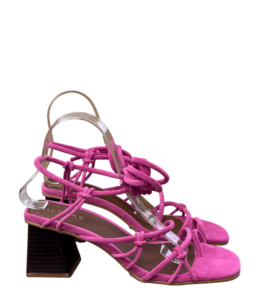alohas Pink Suede Strappy Block Heel Sandal UK 6 EU 39 👠 - Reliked