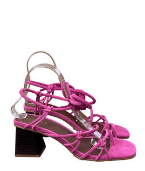 alohas Pink Suede Strappy Block Heel Sandal UK 6 EU 39