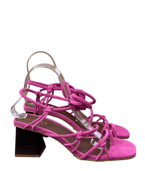 alohas Pink Suede Strappy Block Heel Sandal UK 6 EU 39 👠 - Reliked