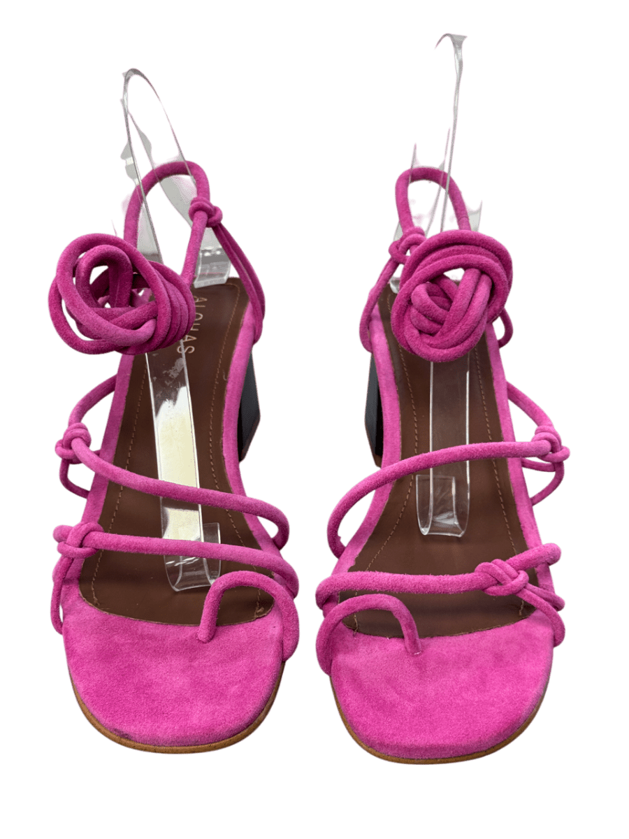 alohas Pink Suede Strappy Block Heel Sandals UK 5 EU 38 👠 - Reliked