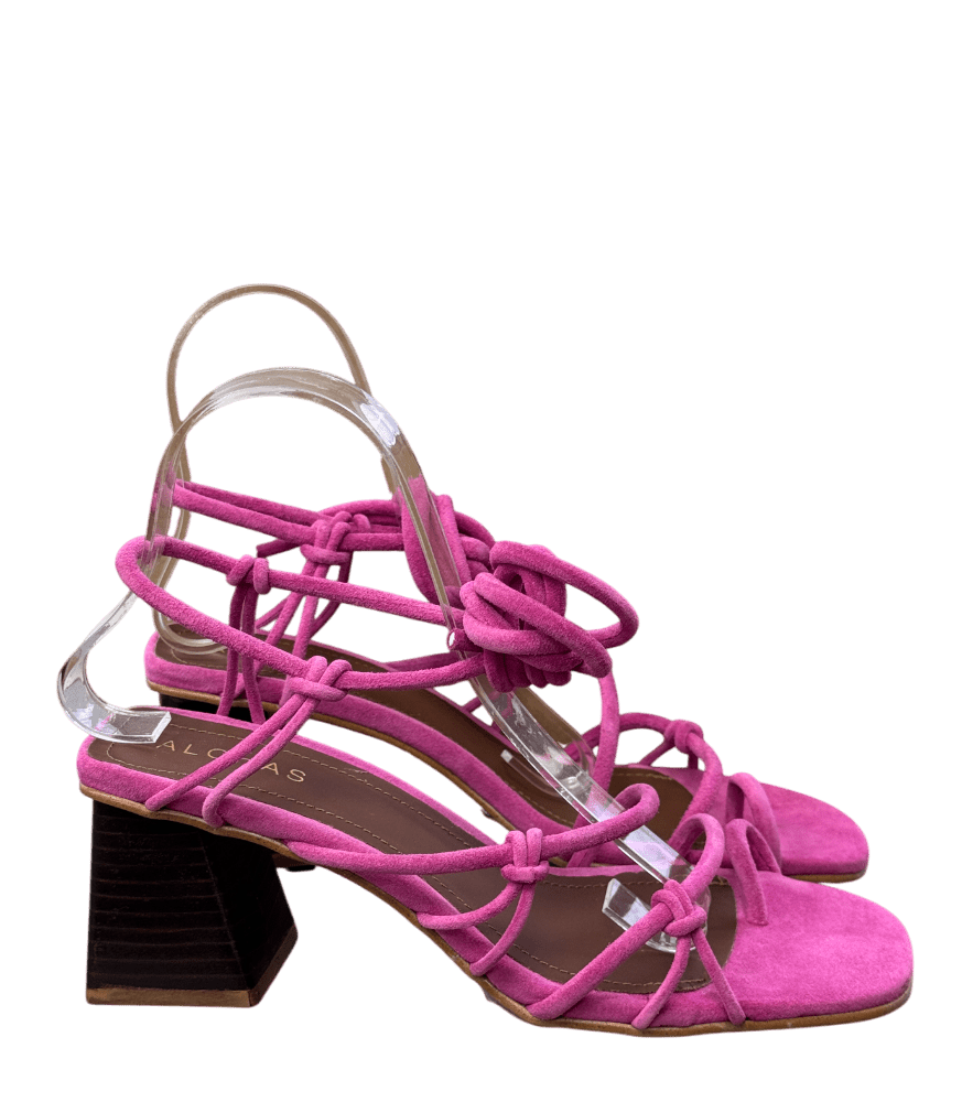 alohas Pink Suede Strappy Block Heel Sandals UK 5 EU 38 👠 - Reliked