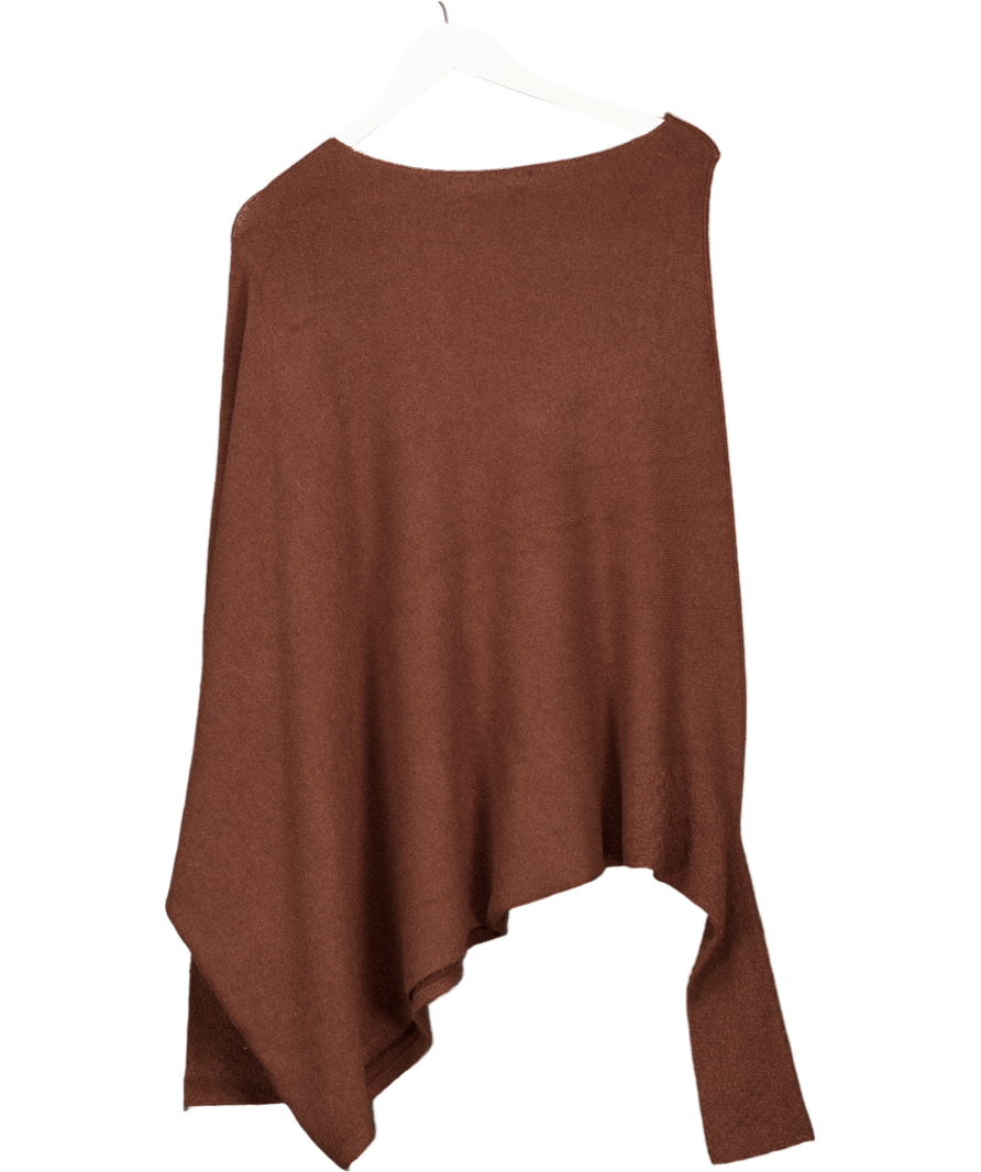 Alpini Knitwear Brown Super Soft Fine Knit Asymmetric Jumper One Size - Reliked