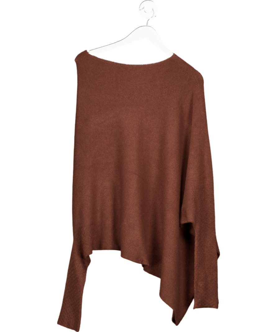 Alpini Knitwear Brown Super Soft Fine Knit Asymmetric Jumper One Size - Reliked