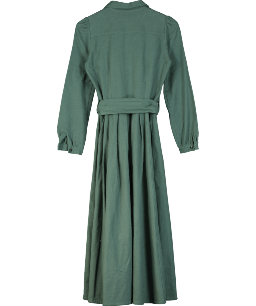 Alterme Green Long Sleeve Belted Maxi Dress UK XS/S - Reliked