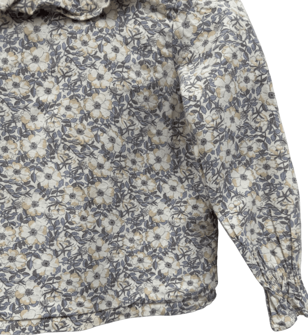 AMAIA KIDS Grey Floral Ruffle Collar Blouse 3 Years - Reliked