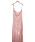 Amazon Baby Pink Sequin Cowl Neck Maxi Dress UK M - Reliked