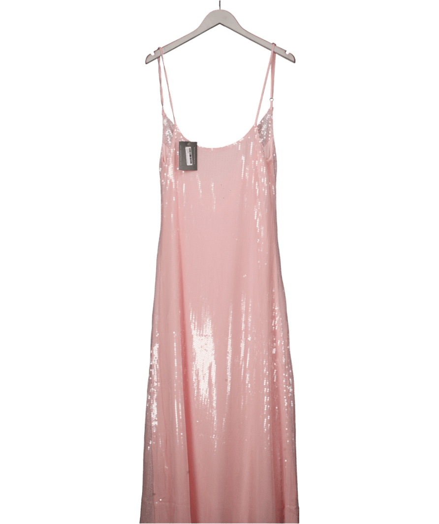 Amazon Baby Pink Sequin Cowl Neck Maxi Dress UK M - Reliked