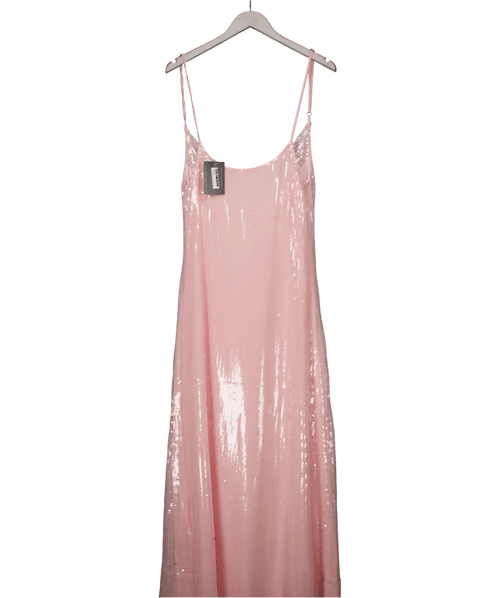 Amazon Baby Pink Sequin Cowl Neck Maxi Dress UK M - Reliked