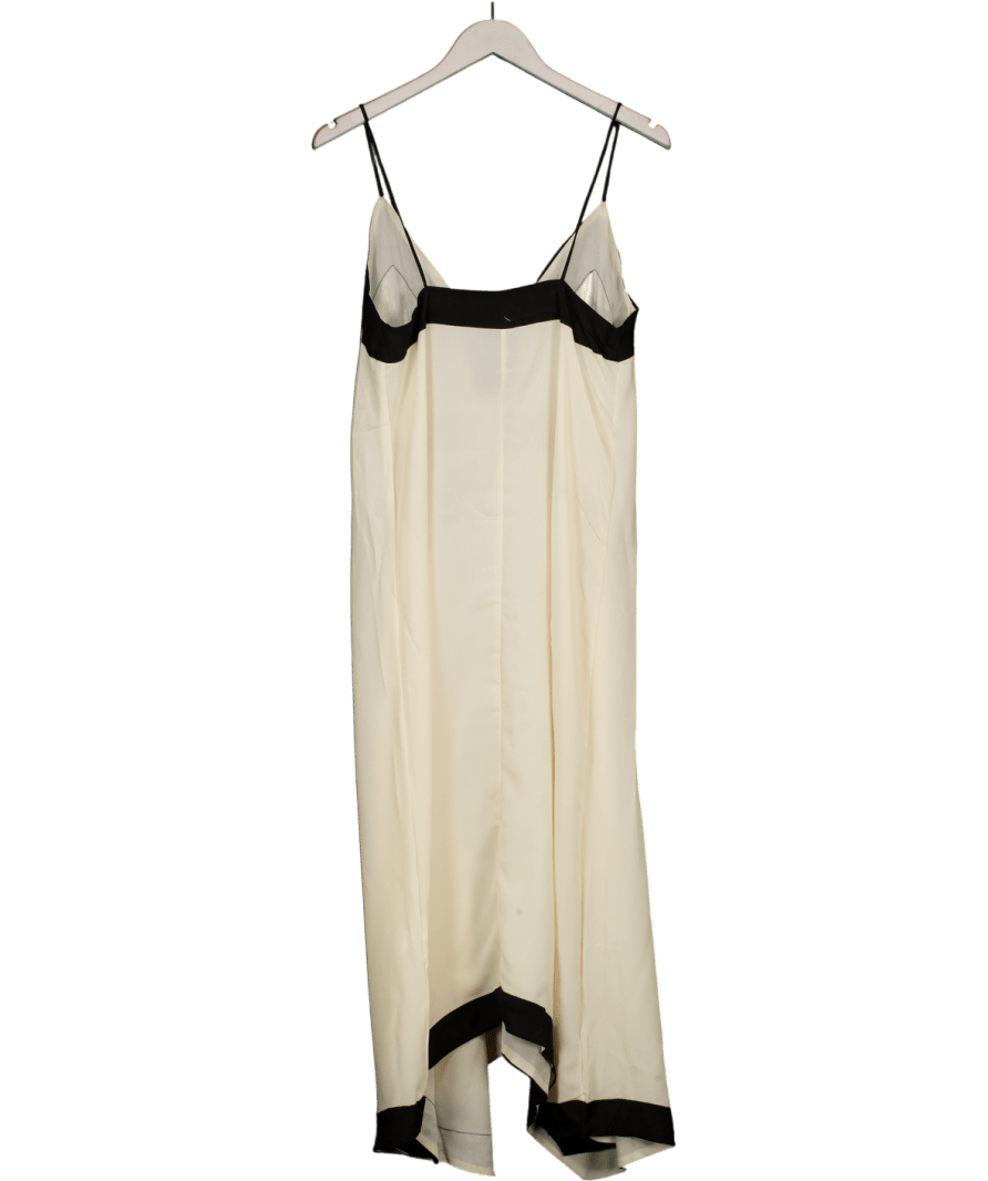 AMAZON Cream & Black Contrast Tim Hankerchief Hem Midi Dress UK S - Reliked