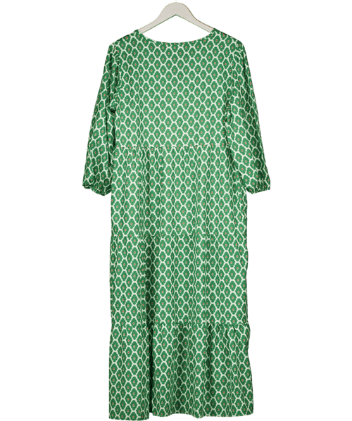 Amazon Green Satin Tiered Midi Dress UK XL - Reliked