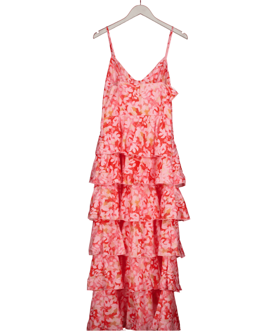 AMAZON Pink Floral Tiered Maxi Dress UK L - Reliked