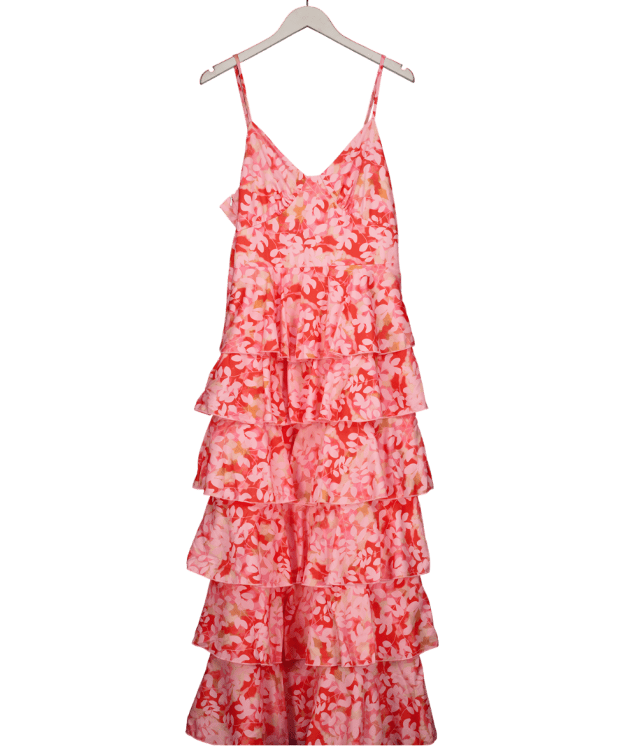 AMAZON Pink Floral Tiered Maxi Dress UK L - Reliked
