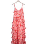 AMAZON Pink Floral Tiered Maxi Dress UK L - Reliked