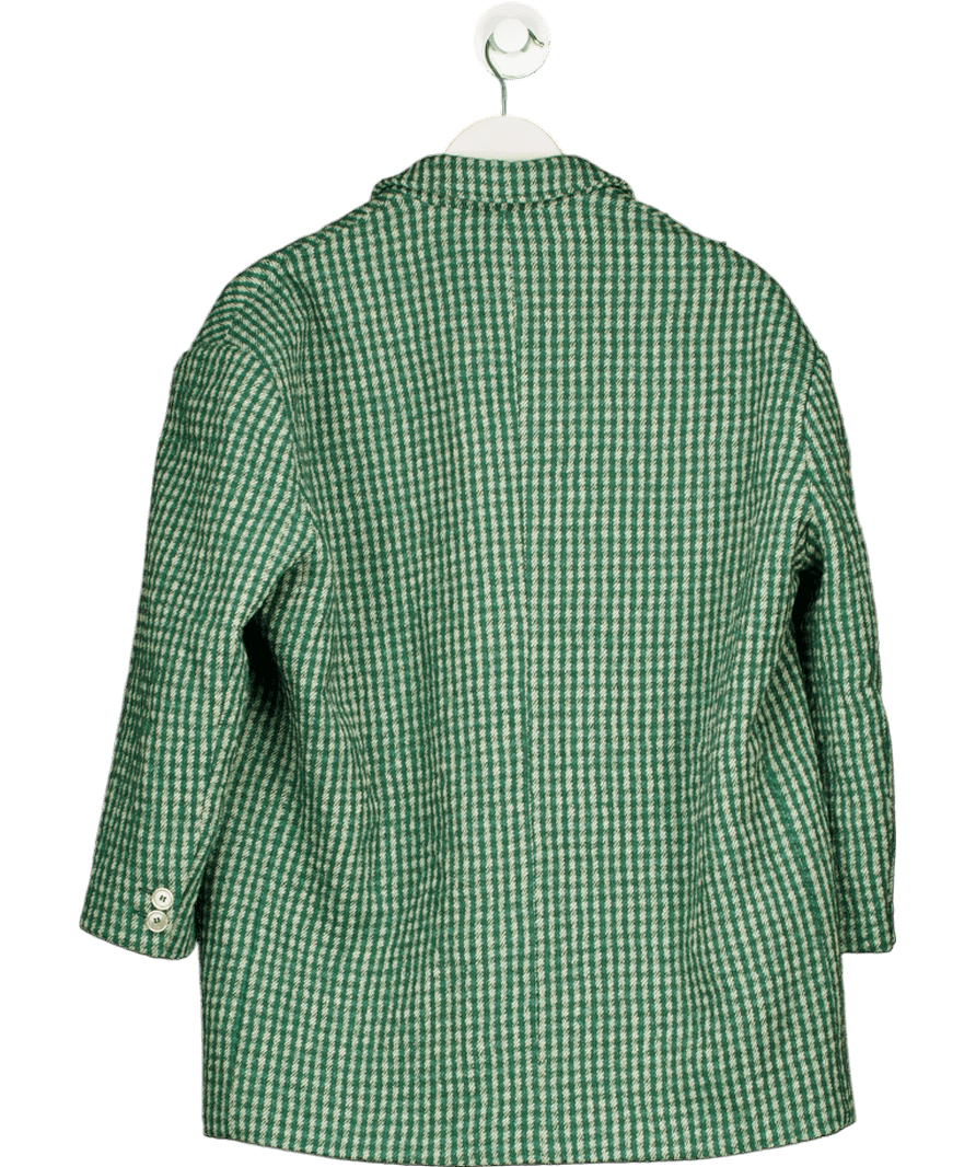 American Vintage Green Wool Blend Nanbay Check Boyfriend Fit Blazer UK XS/S - Reliked