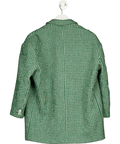 American Vintage Green Wool Blend Nanbay Check Boyfriend Fit Blazer UK XS/S - Reliked