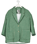 American Vintage Green Wool Blend Nanbay Check Boyfriend Fit Blazer UK XS/S - Reliked