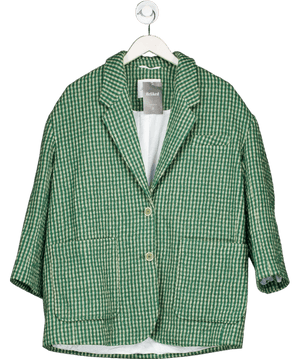American Vintage Green Wool Blend Nanbay Check Boyfriend Fit Blazer UK XS/S