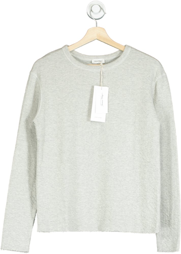 American Vintage Grey Crew Neck Long Sleeve T-shirt UK S - Reliked