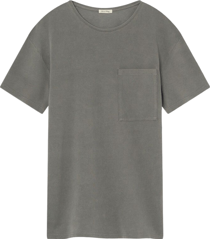 American Vintage Grey Pocket Detail Organic Cotton T-shirt UK M - Reliked