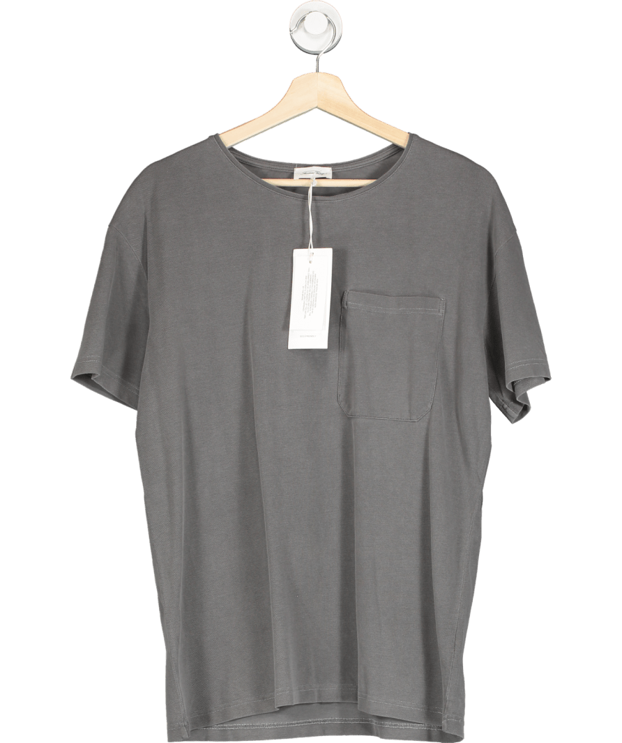 American Vintage Grey Pocket Detail Organic Cotton T-shirt UK M - Reliked