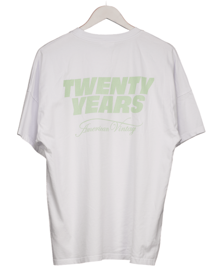 American Vintage White Homme 20 Years Fizvalley T-shirt UK S - Reliked