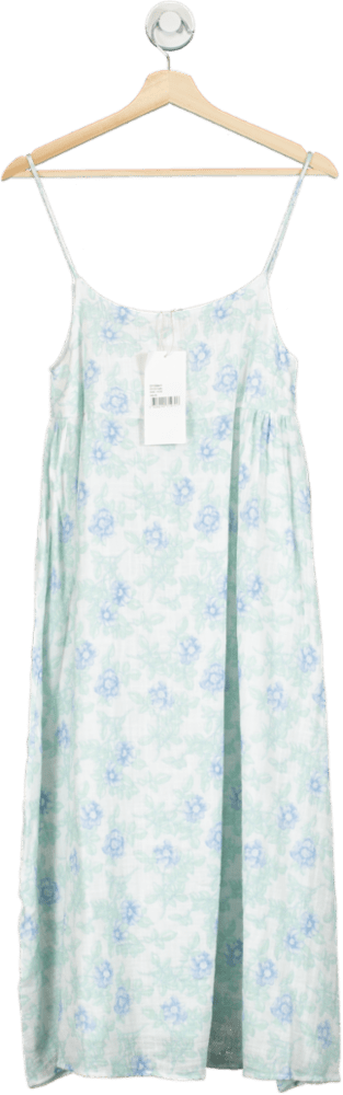 American Vintage White Strappy Cotton Floral Print Cotton Summer Dress UK XS/S - Reliked