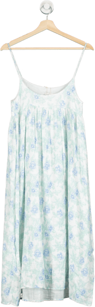 American Vintage White Strappy Cotton Floral Print Cotton Summer Dress UK XS/S - Reliked