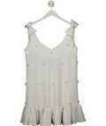Amiah rae london White Flower Applique Gathered Dress UK 10 - Reliked