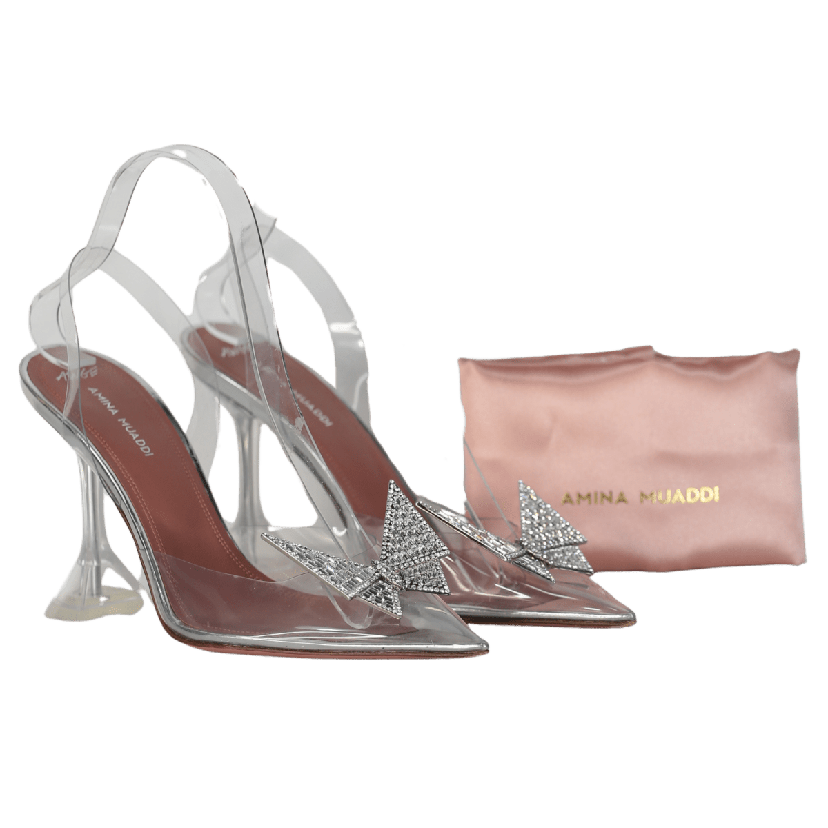 Amina Muaddi X Awge Pheonix Pvc Crystal ButterflySlingback Courts UK 5 EU 38 👠 - Reliked