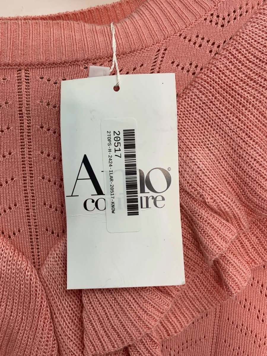 Amo Coral Pink Jasper Ruffled Knit Pullover UK S - Reliked